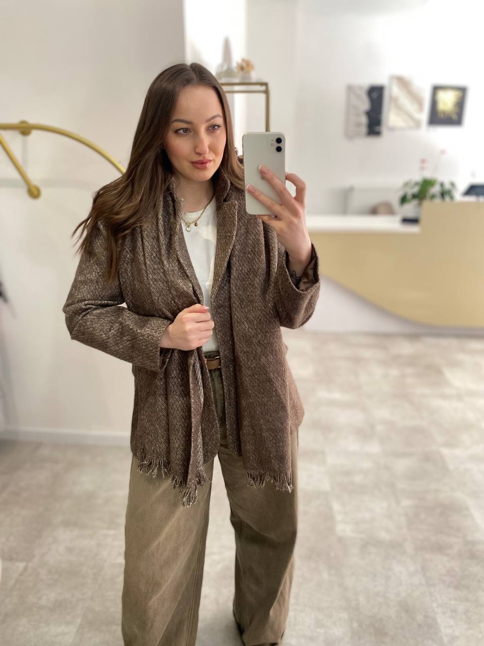 Brauner Damenblazer – Eleganter Blazer mit Wolloptik