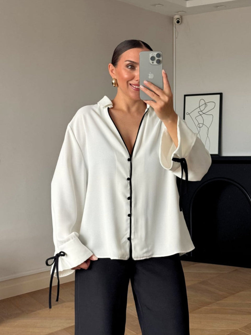 Damen Bluse – Elegante Bluse mit Kontrastdetails