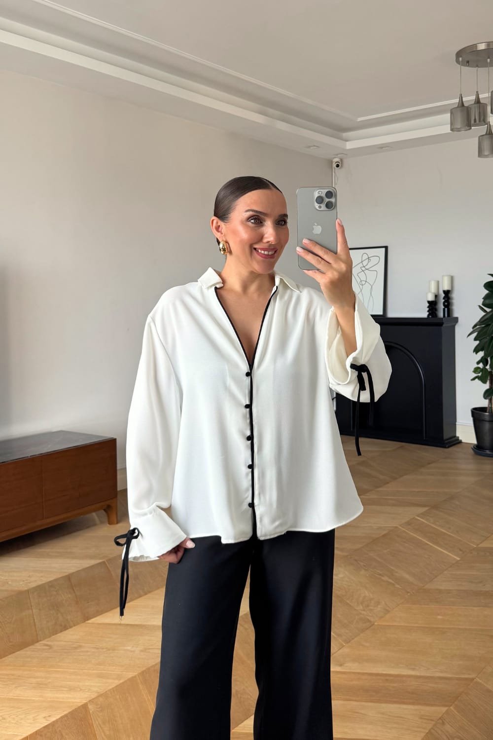 Damen Bluse – Elegante Bluse mit Kontrastdetails
