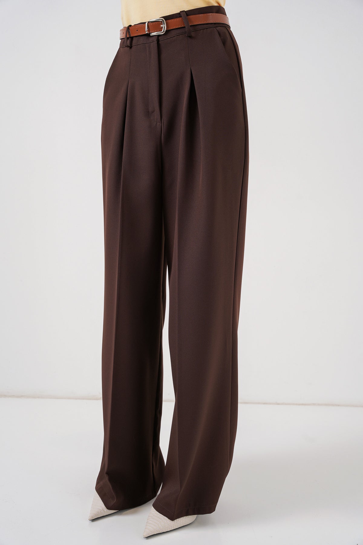 Damen Stoffhose – Elegante Wide Leg Hose in Schwarz