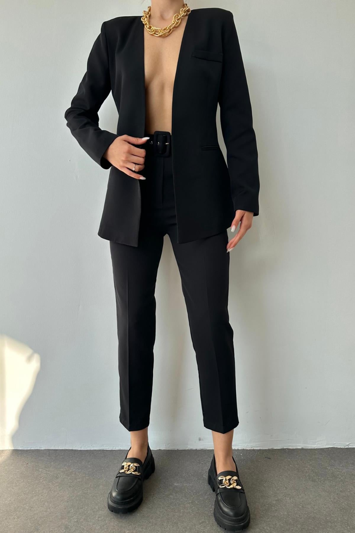 Damen Blazer Set – Elegantes Zweiteiler Set in Schwarz
