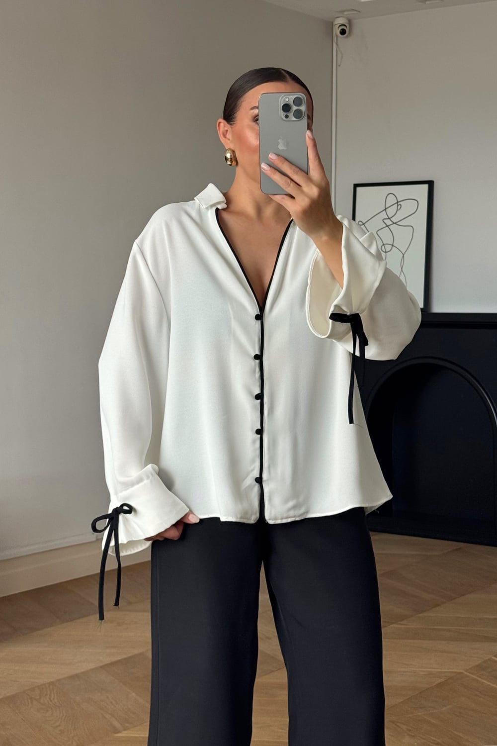 Damen Bluse – Elegante Bluse mit Kontrastdetails