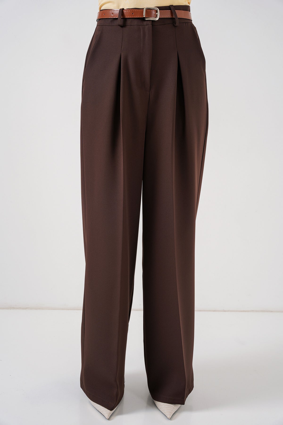 Damen Stoffhose – Elegante Wide Leg Hose in Schwarz