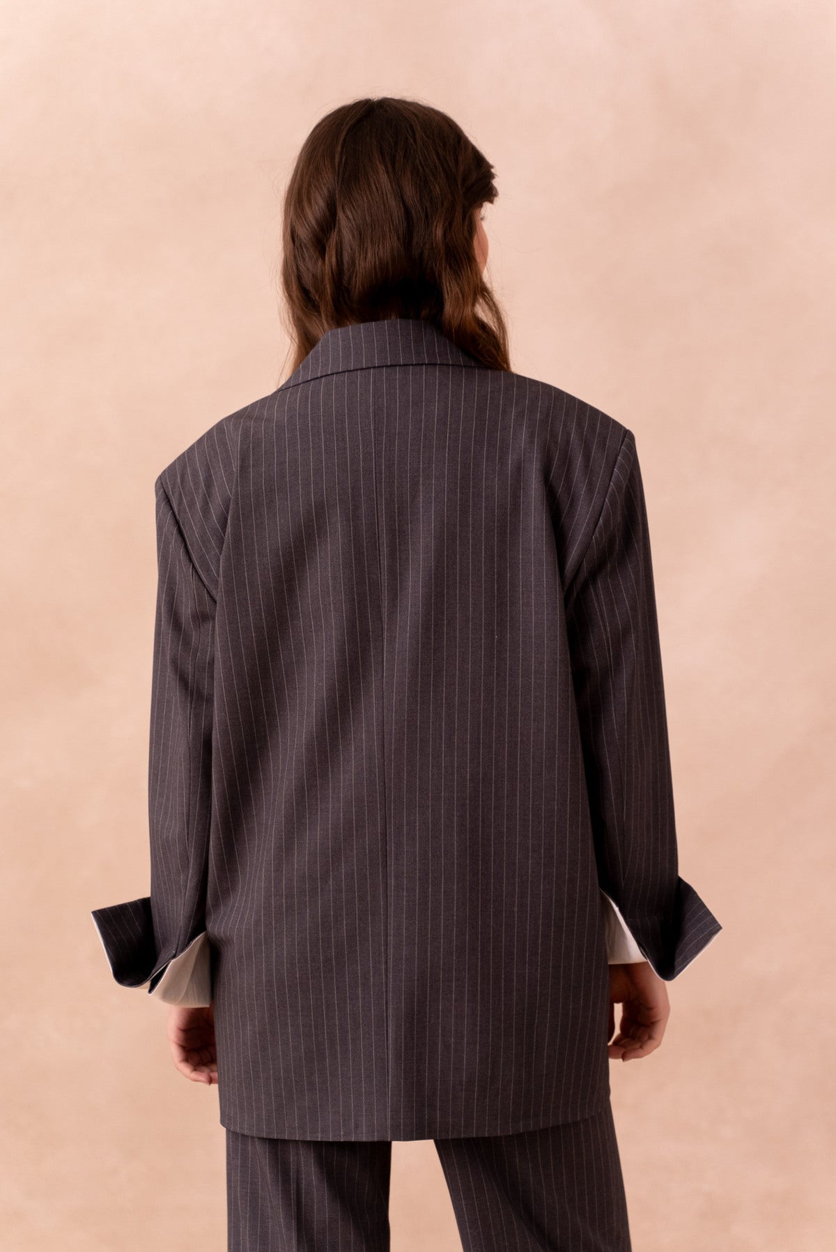 Damen Zweiteiler – Oversize Blazer & Stoffhose mit Nadelstreifen