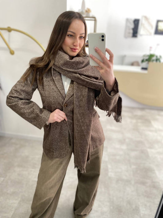 Brauner Damenblazer – Eleganter Blazer mit Wolloptik