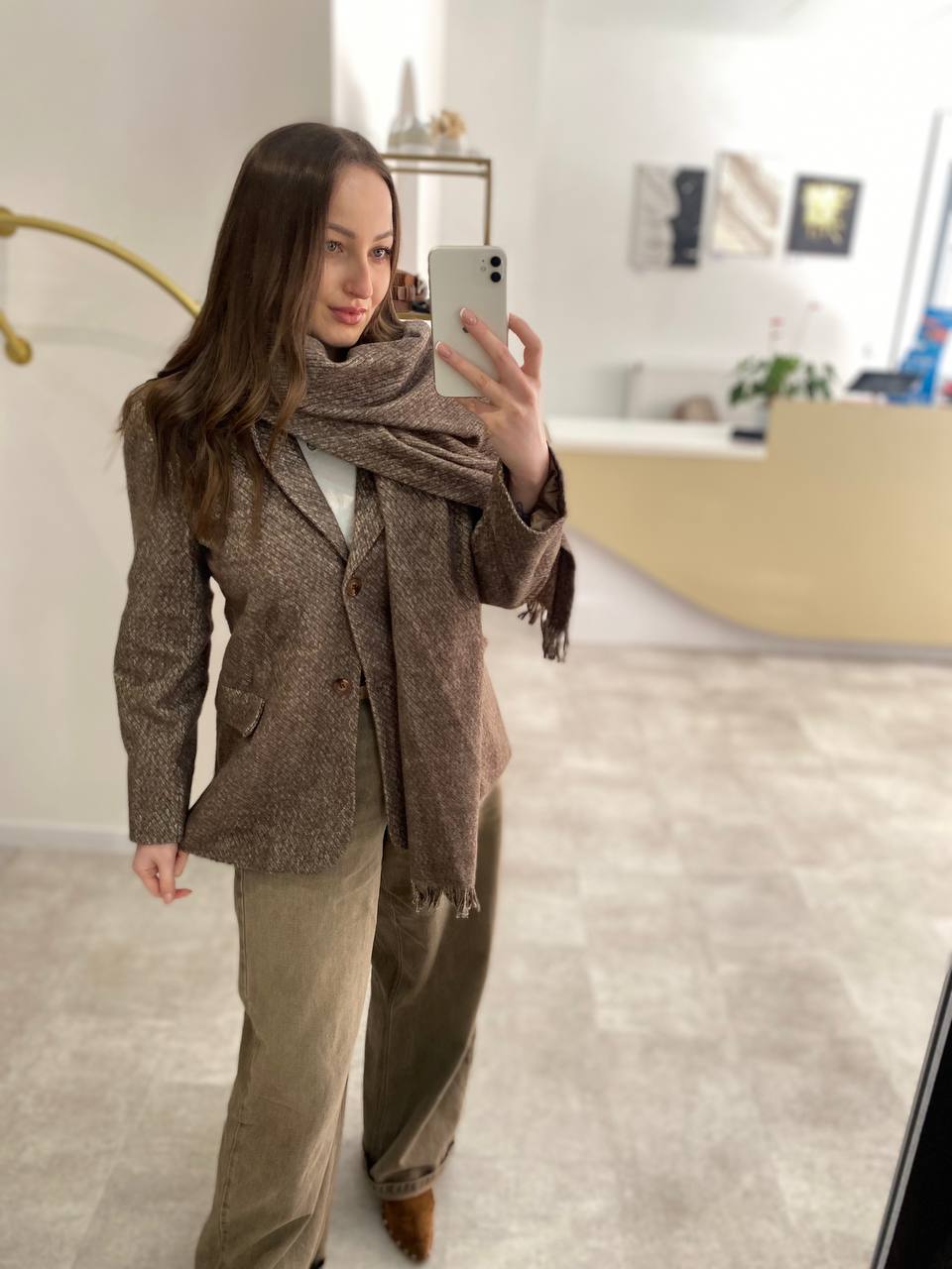 Brauner Damenblazer – Eleganter Blazer mit Wolloptik