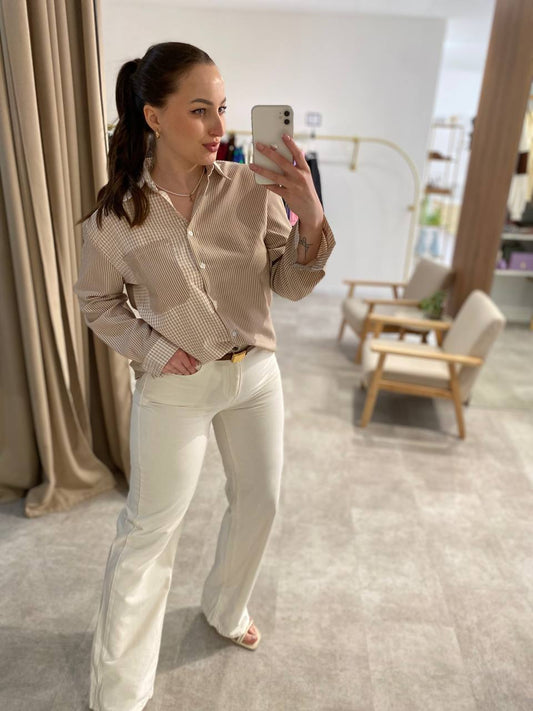 Damen Wide Leg Jeans – Zeitlose Eleganz in Cremeweiß