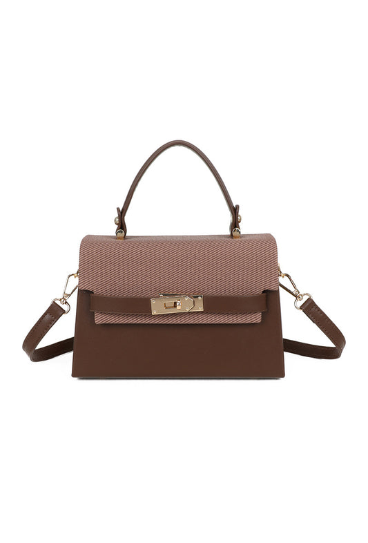 Handtasche mit gestreiftem Überschlag