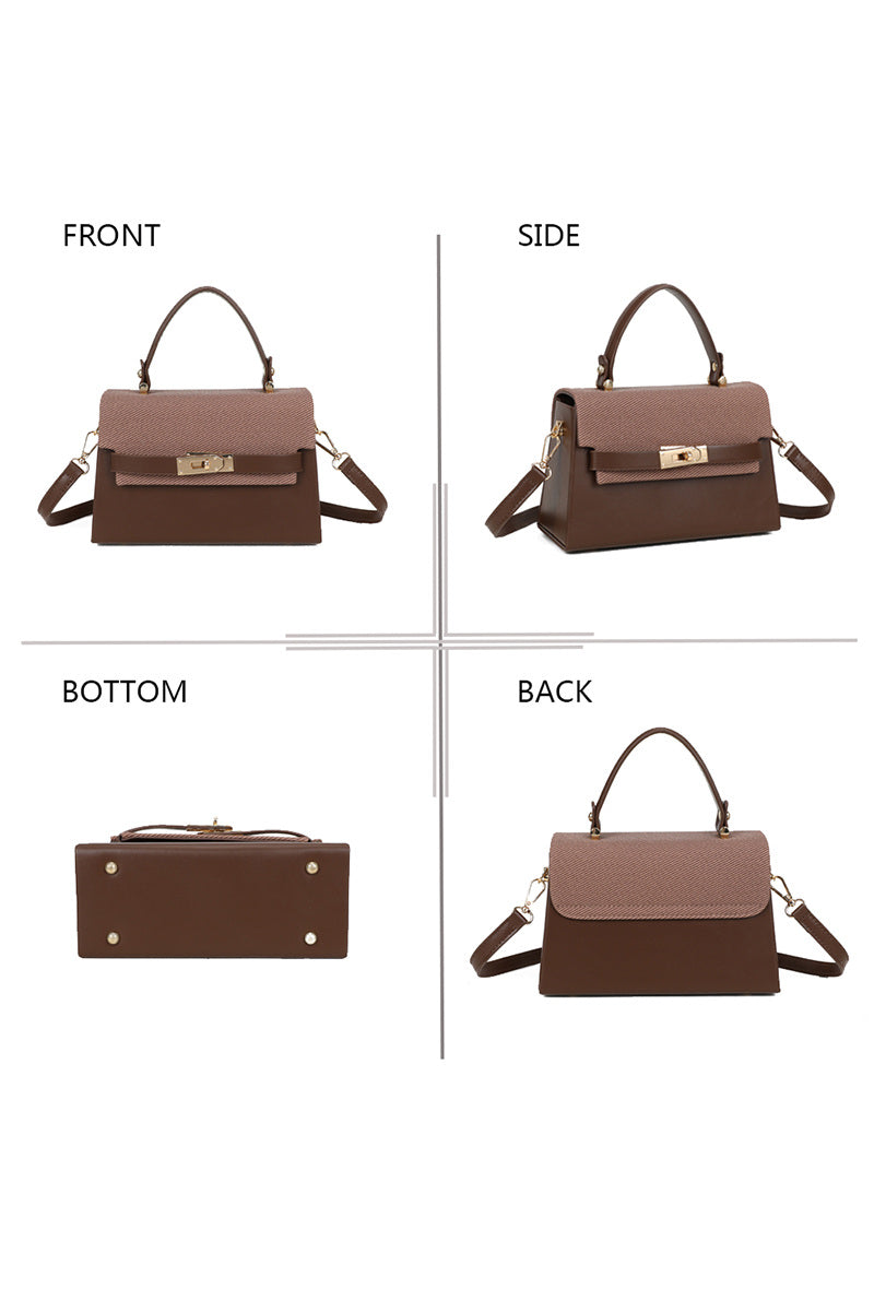Handtasche mit gestreiftem Überschlag